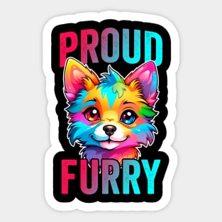 Proud Furry Fandom Cute Fursona Art Sticker